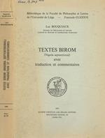 Textes birom (nigeria septentrional) avec traduction et commentaires Luc Bouquiaux