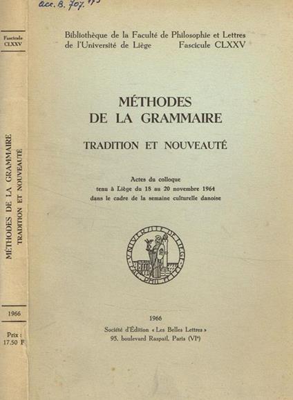 Methodes de la grammaire. Tradition et nouveauté - copertina