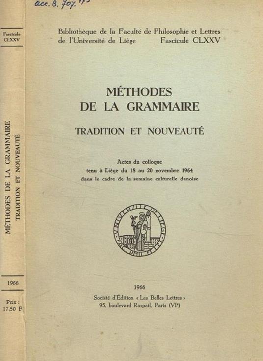 Methodes de la grammaire. Tradition et nouveauté - copertina