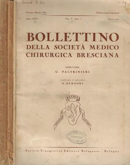 Bollettino della Società Medico Chirurgica Bresciana Anno 1951 - copertina