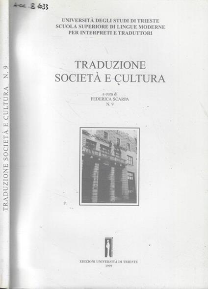 Tradizione, società e cultura n. 9 Anno 1999 Federica Scarpa, a cura di - copertina