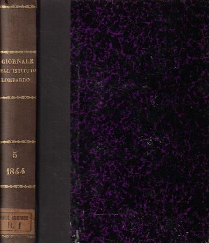 Giornale dell'I.R. Istituto Lombardo di scienze, lettere ed arti Tomo V Anno 1945 - copertina