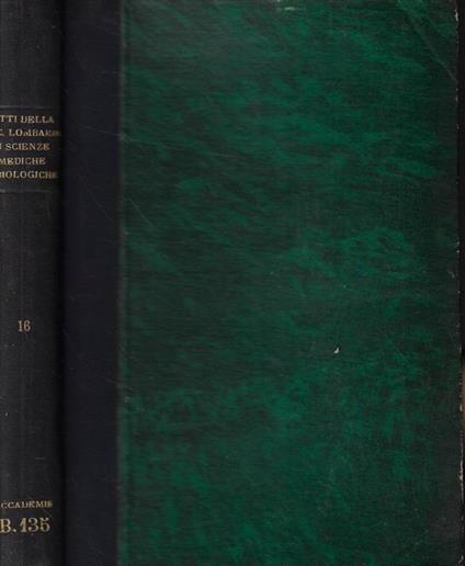 Atti della Società Lombarda di Scienze Mediche e Biologiche Anno 1927 Vol. XVI Fasc. 2-3-4-5-6 - copertina