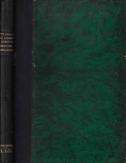 Atti della Società Lombarda di Scienze Mediche e Biologiche Anno 1929 Vol. XVIII - copertina