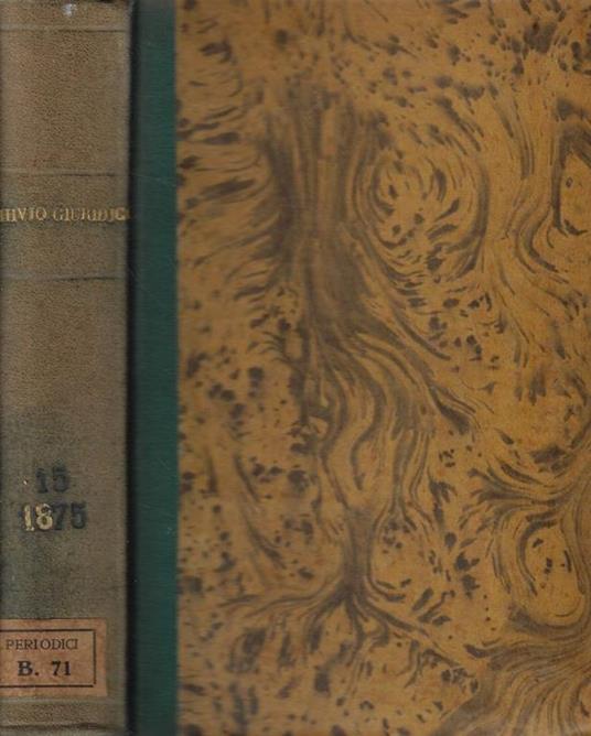 Archivio Giuridico Vol. XV Anno 1875 - copertina