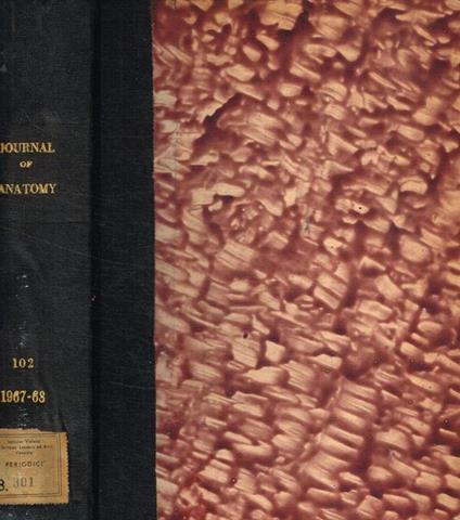 Journal of anatomy. Vol.102, november 1967-march 1968 R.J.Harrison, a cura di - copertina