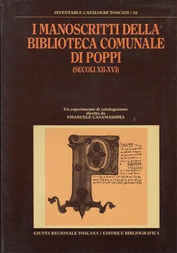 I Manoscritti della Biblioteca Comunale di Poppi. ( Secoli XII - XVI ) - copertina