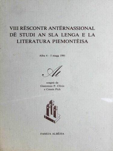 VIII rescontr anternassional de studi an sla lenga e la literatura piemontéisa - Atti del Convegno - copertina