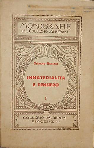 Immaterialità e pensiero - Stefano Bertani - copertina