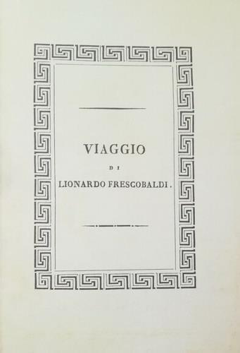 Viaggio in Egitto e Terra Santa - Lionardo Frescobaldi - copertina