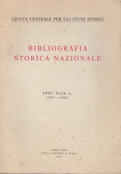 Bibliografia storica nazionale: anno XLIX-L (1987-1988) - copertina