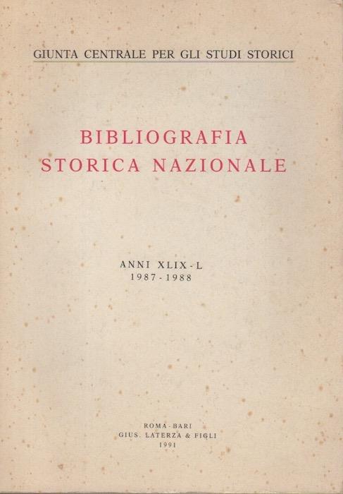 Bibliografia storica nazionale: anno XLIX-L (1987-1988) - copertina