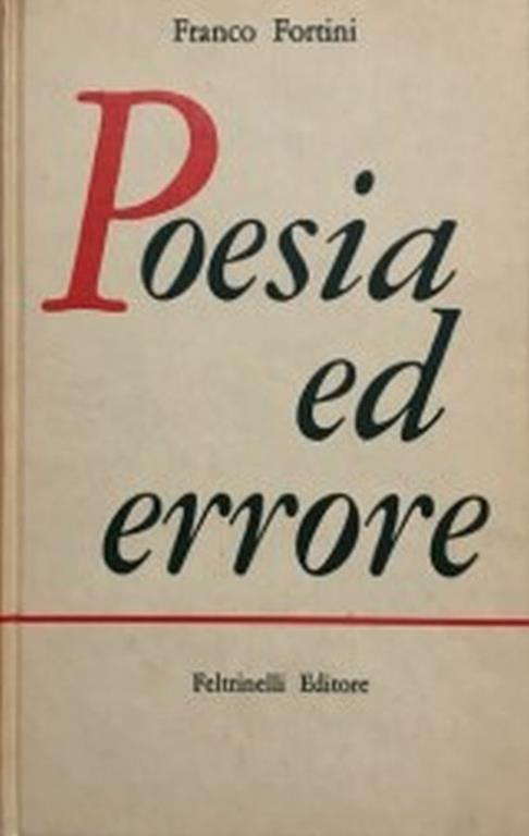 Poesia ed errore - Franco Fortini - copertina