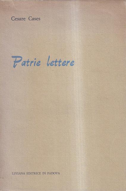 Patrie Lettere - Cesare Cases - copertina