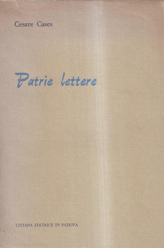 Patrie Lettere - Cesare Cases - copertina