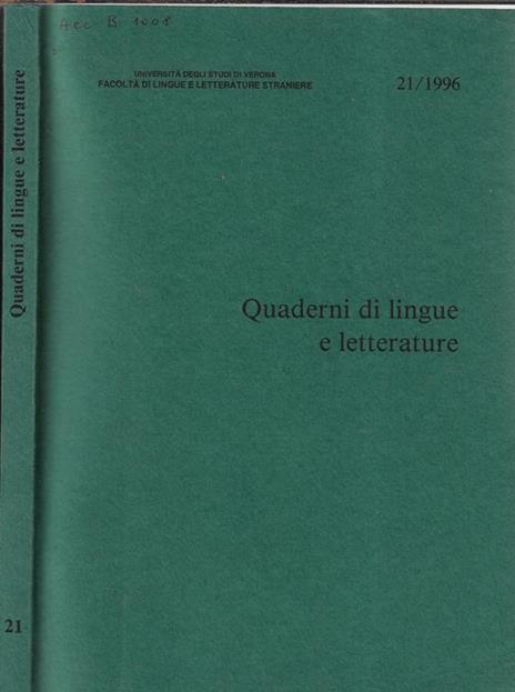 Quaderni di lingue e letterature N. 21 1996 - copertina