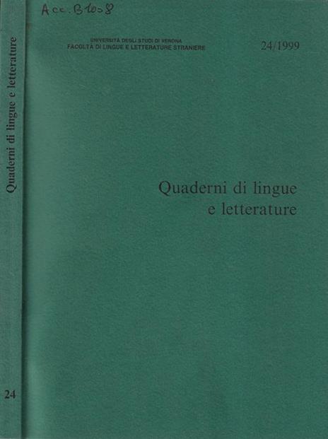 Quaderni di lingue e letterature N. 24 1999 - 2