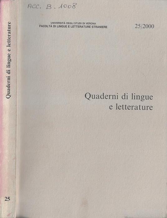 Quaderni di lingue e letterature N. 25 2000 - 2