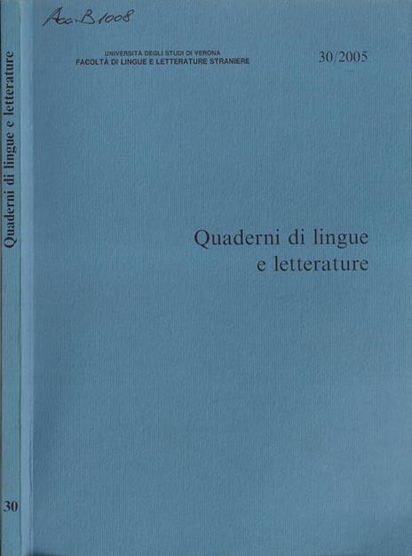 Quaderni di lingue e letterature N. 30 2005 - 2