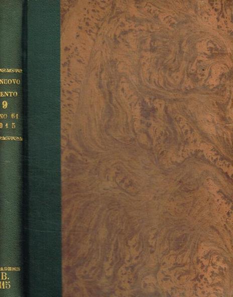 Il nuovo cimento. Organo della società italiana di fisica. Anno LXI, serie VI vol IX, 1 sem. 1915 - copertina