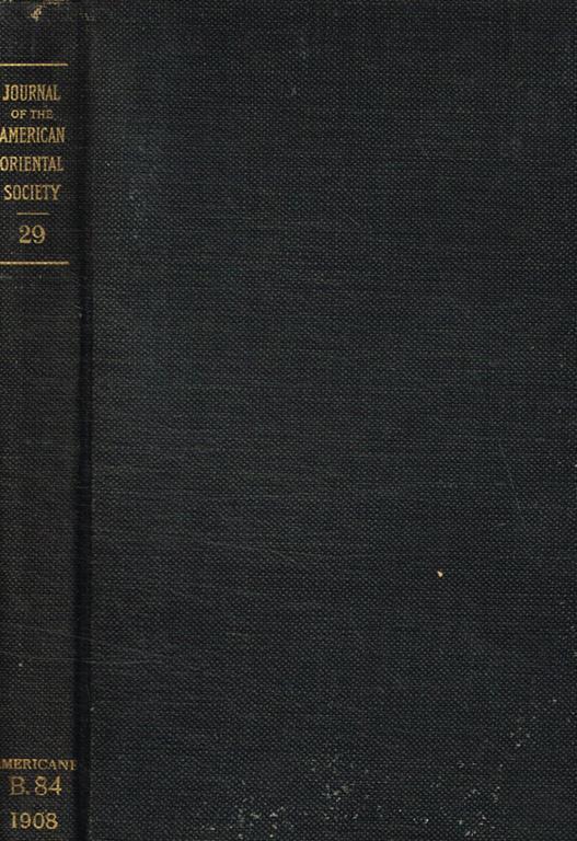 Journal of the american oriental society. Twenty-ninth volume - 2