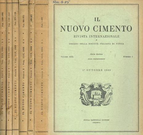 Il nuovo cimento. Rivista internazionale e organo della società italiana di fisica. Vol.XXX, serie decima, ottobre-dicembre 1963 - copertina