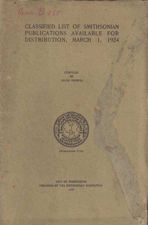 Classified list of Smithsonian Publications available for distribution, march 1, 1924 - 2