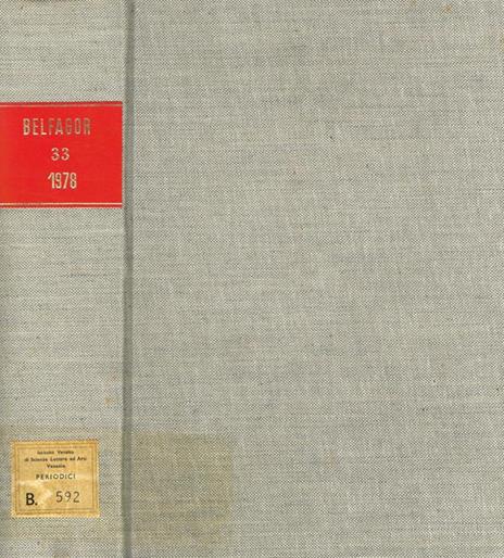 Belfagor. Rassegna di varia umanità fondata da Luigi Russo. Vol.XXXIII, 1978 - copertina