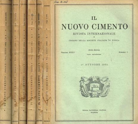 Il nuovo cimento. Rivista internazionale e organo della societa italiana di fisica. Serie decima, vol.XXXIV, 1964 - copertina