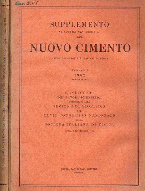 Supplemento al volume XXV, serie X del nuovo cimento a cura della societa di fisica. Numero 1-2, 1962 - copertina