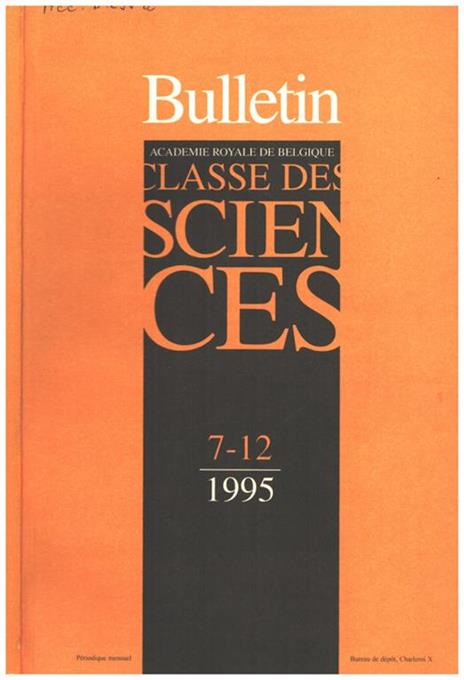 Bulletin - Classe Des Sciences - 1995 - copertina
