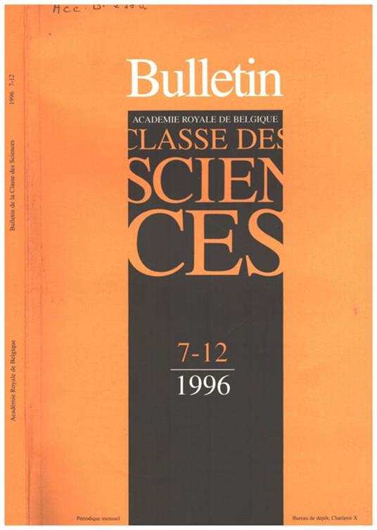 Bulletin de la Classe des Sciences - copertina