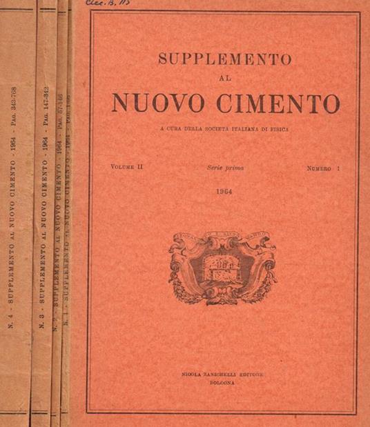 Supplemento al nuovo cimento a cura della societa di fisica. Vol.II, serie prima, 1964 - copertina