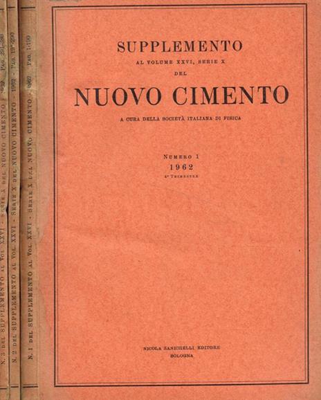 Supplemento al volume XXVI, serie X del nuovo cimento a cura della societa di fisica. 4 trimestre 1962 - copertina