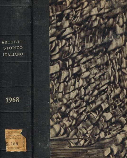 Archivio storico italiano fondato da G.P. Vieusseux. Anno 1968 - copertina