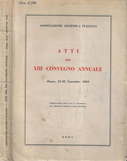 Atti del XIII convegno annuale - copertina