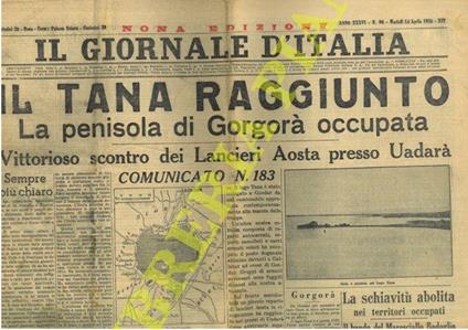 Titoli in prima pagina su Vladivostok e Lago Tana. e Negus in fuga a Gibuti - copertina