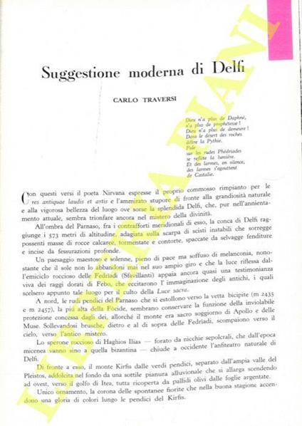 Suggestione moderna di Delfi - Carlo Traverso - copertina