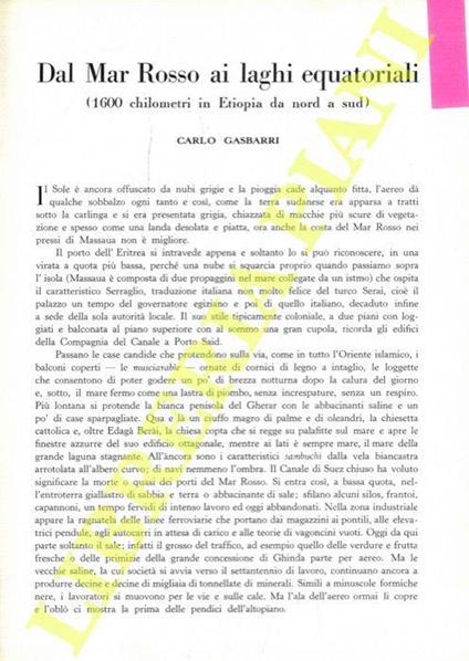 Dal Mar Rosso ai laghi equatoriali (1600 chilometri in Etiopia da nord a sud) - Carlo Gasbarri - copertina