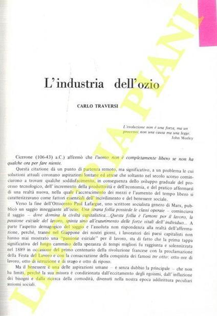 L' industria dell'ozio - Carlo Traverso - copertina