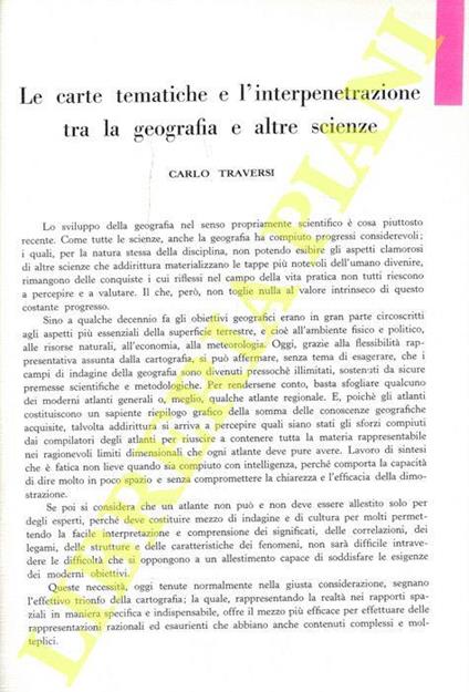 Le carte tematiche e l'interpretazione tra la geografia e altre scienze - Carlo Traverso - copertina