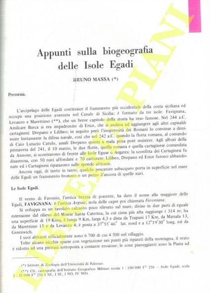 Appunti sulla biogeografia delle Isole Egadi - Bruno Massa - copertina