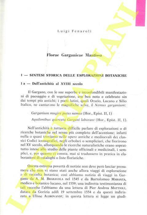 Florae Garganicae Mantissa - Luigi Fenaroli - copertina
