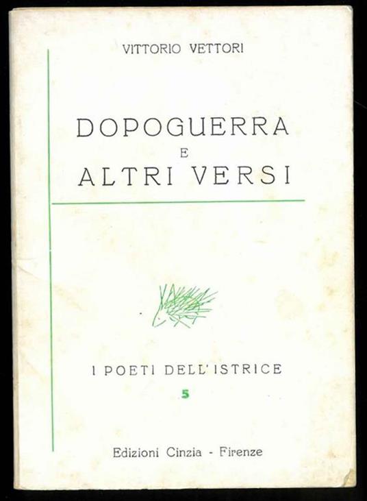 Dopoguerra e altri versi - Vittorio Vettori - copertina