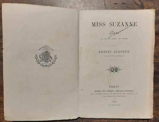 Miss Suzanne . Comédie en quatre actes, en prose - copertina