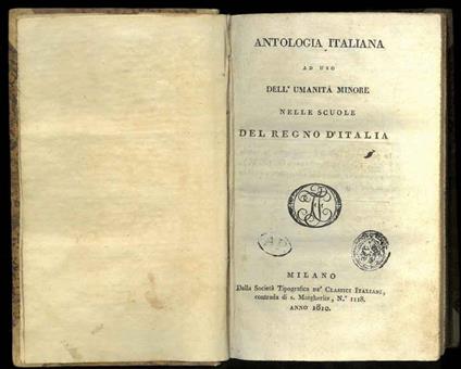 Antologia italiana ad uso dell'umanità nelle scuole del Regno d'Italia - copertina