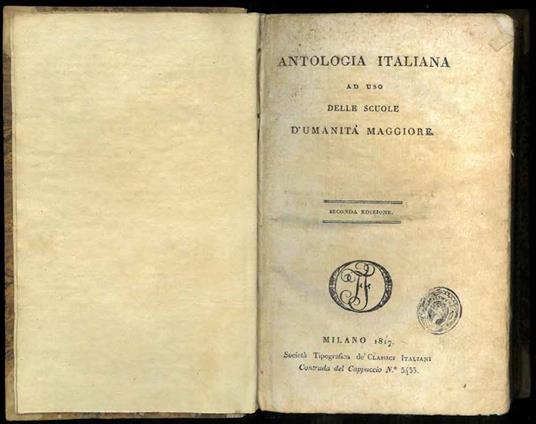 Antologia italiana ad uso delle scuole d'umanità maggiore - copertina