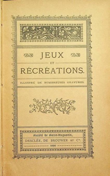 Jeux et Récréations - copertina