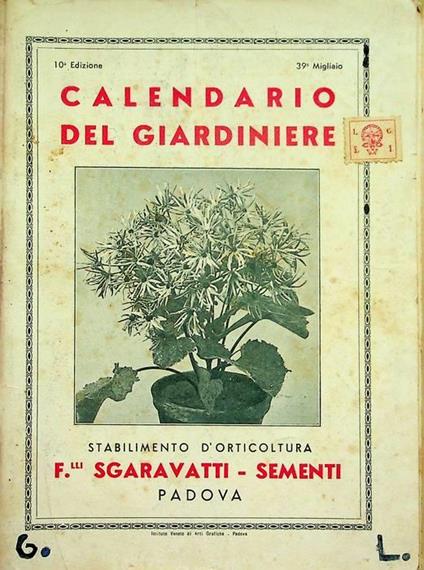 Calendario del giardiniere - copertina