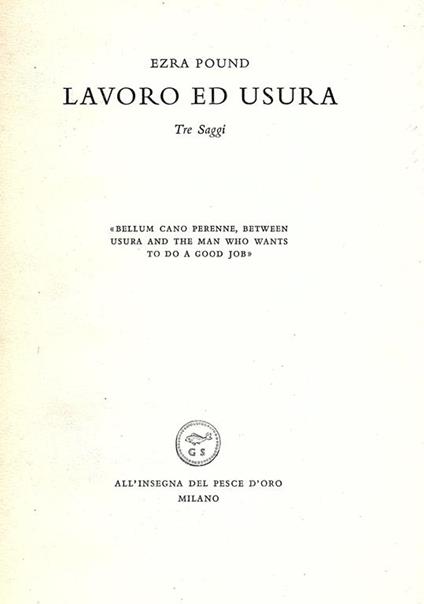 Lavoro ed usura. Tre saggi - Ezra Pound - copertina